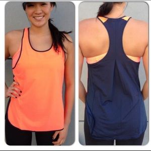 Lululemon pump it up orange and black tank mesh